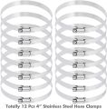 12 Piece Adjustable Pipe Hose Clamps - Size 4 Inch (Adjustable - 3.5 Inch to 4.5 Inch).
