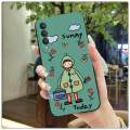 For Honor 8X Back Cover Case Fashion Cartoon girl Square Frame Shockproof Camera Lens Protector Phone Cases.