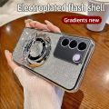 lthmy for Vivo v27e V2237 casing electroplating soft glitter TPU phone back cover phone case magnetic bracket.