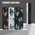 Retro Butterfly Flowers Square Silicone Case For Samsung Galaxy A14 A34 A54 A13 A33 A53 A32 A52 S23 Ultra S22 Plus S21 FE Cover.