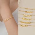 Customized Name Bracelet for Women Stainless Steel Cross Chain Personalized Letters Pendant Nameplate Gold Bracelet Jewelry Gift. 