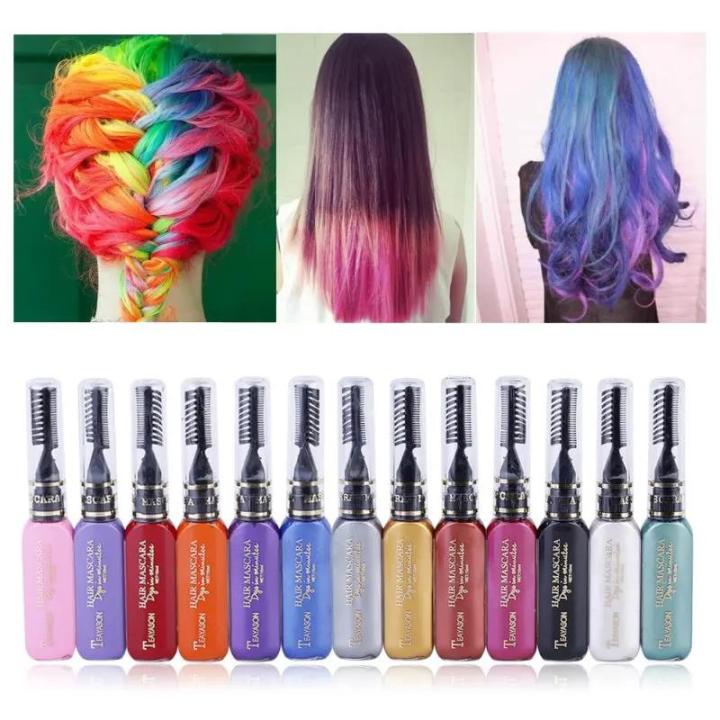 13 Colors One-off Hair Color Dye Temporary Non-toxic DIY Hair Color Mascara Washable One-time Hair Dye Crayons Blue Grey Purple
