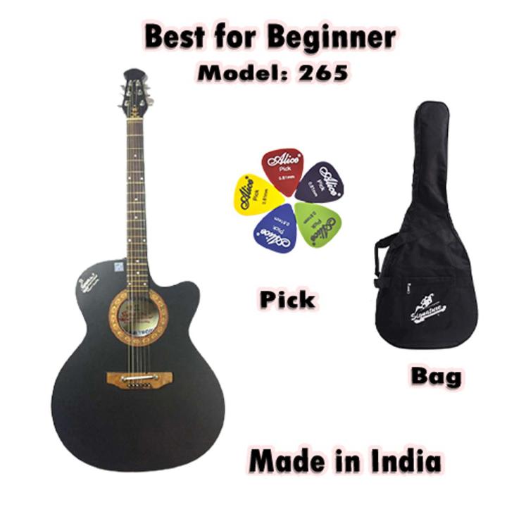 Best Signature Acoustic Guitar with Electric Output + bag + Picks – Black