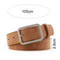 Waistband Fade-resistant Women Silver Buckle Faux Leather Belts. 