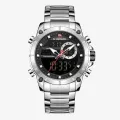 NAVIFORCE NF9163 Silver Stainless Steel Dual Time Wrist Watch for Men.