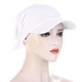 1PC Women Durag Brim Cap Sun Visor with Pre-Tied Turban Caps Head Scarf Hijab Pure Color Muslim Beach Vacation Fashion Outdoor.