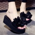 Women Bow Summer Sandals Slipper Indoor Outdoor Beach Shoes Summer Women's Shoes Flip Flops on The Platform. 