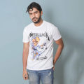 Klothen White Printed Round Neck Tee For Mens.