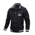 Lonsdale - Men's slim fit standing neck baseball jacket, Happy logo, casual, latest spring fashion, high quality, 2024.