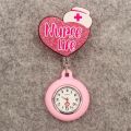 Glitter Acrylic Hospital Acrylic Heart Stethoscope Lovely Nurse Doctor Alligator Clip Pocket Watches Medical Hang Clock Gift.