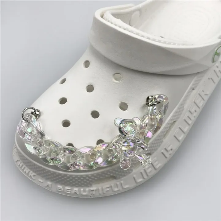Cute Bear Acrylic croc Chain Pearl jibitz Chain Set for Women DIY Shoe Charms Pin Accessories Decorations