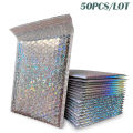 25/50Pcs/lot Laser Bags Self Seal Shipping Bag Holographic Mailing Envelope Bubble Padded Jewelry and Cosmetics Storage Bags.