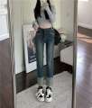 Smoke pipe jeans for women in Spring and Autumn 2024 new style this year's popular trend is baggy pants small 9 inch straight leg pants. 