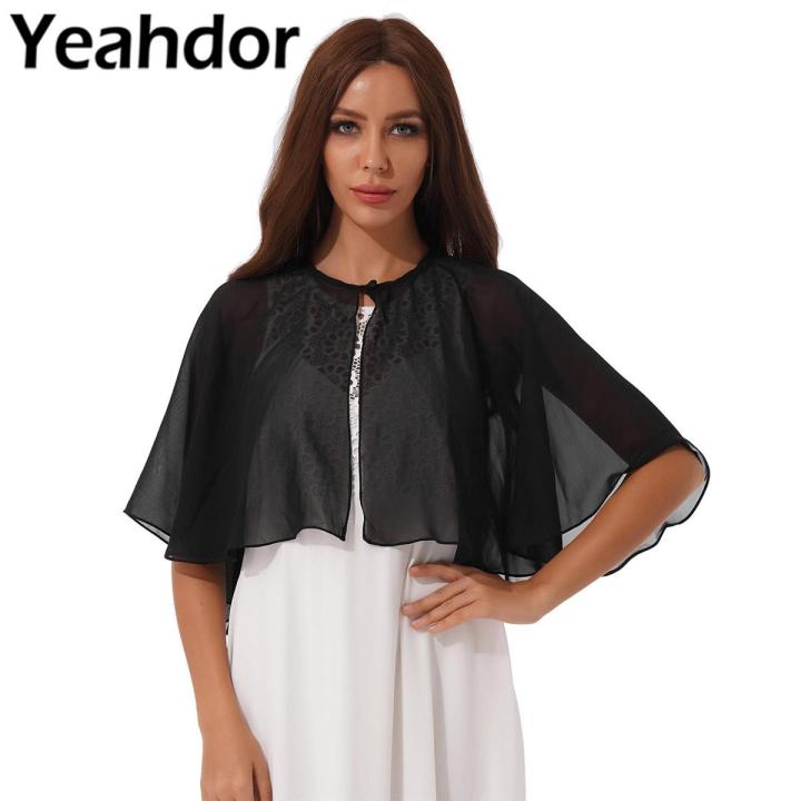 Women Elegant Shawl Cardigan Chiffon Bolero Wedding Wrap Woman's Shrugs Evening Cape Wraps Party Dress Cover Ups Bridal Shawls