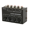 Passive Mixer 4 Channel Line Mixer Mini Sound Mixer Stereo Line Mixer for Tuning Mixing Instruments Playback Devices. 