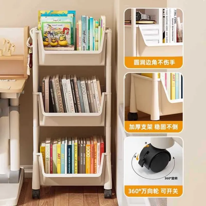 Bookshelves,%20movable%20children's%20desks,%20book%20trolleys,%20toy%20storage%20racks%20under%20school%20bags,%20multi-layer%20shelves%20with%20wheels%20-%20Image%202