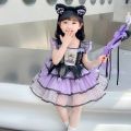 Kuromi clothing, girls princess summer new high-end Lolita children's dress, purple.