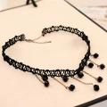 Korean Black Flower Rhinestone Choker Statement Necklaces for Girls Simple Stylish - Lace Hand-Knit Velvet Choker Jewelry Accessories Necklace for Women.