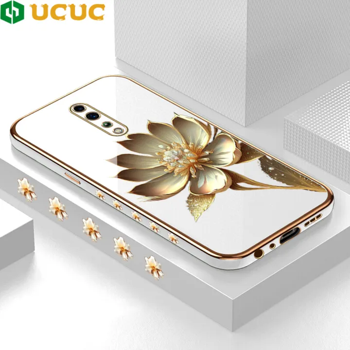 UCUC%20for%20OPPO%20Reno%20Z%20Back%20Cover%20+%20Free%20Lanyard%20Golden%20Lotus%20Luxury%206D%20Plating%20Case%20Side%20Pattern%20Soft%20Silicone%20Square%20Phone%20Cases%20-%20Image%202