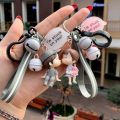 Kawaii Creative Couple Lovers Keychain A Pair Of Cute Men And Women Car Key Ring Female Backpack BAG Pendant Bell Lanyard. 