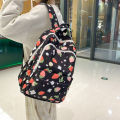 2024 New Double Backpack Casual Backpack College Student Girl Middle School High School School Bag Strawberry Print Simple and Fashionable.