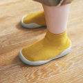 Infant Baby Shoes Newborn First Walkers Boy Girl Kids Solid Color Soft Knit Baby Sock Shoe Anti-slip Rubber Sole Toddler Booties. 