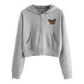 2022 Zipper Sweatshirts Drawstring Sweatshirt Women Crop Jacket Casual Solid Long Sleeve Pocket Thin Short Tops Ropa Mujer.