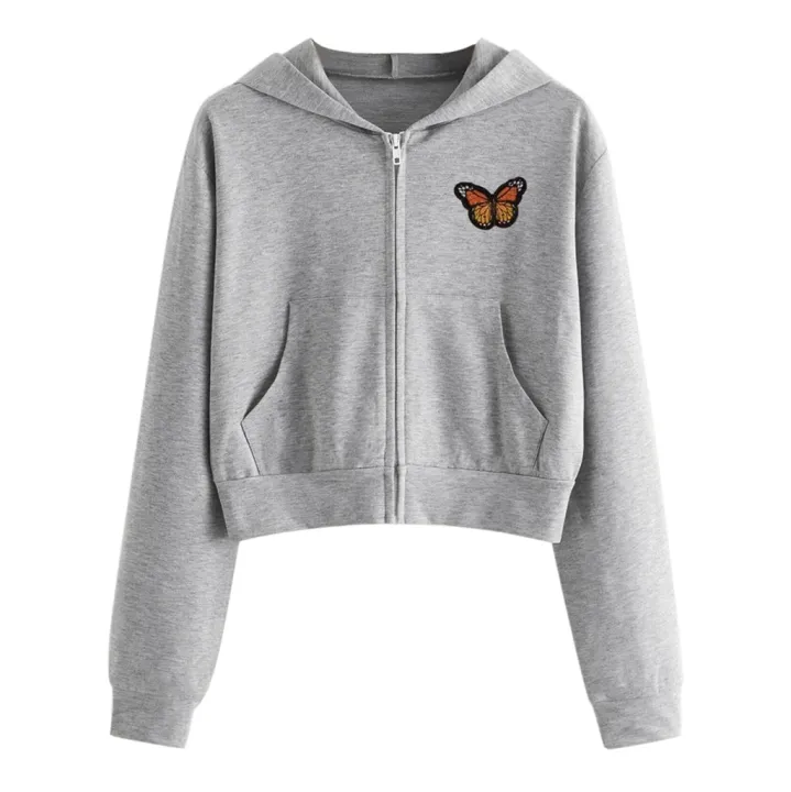2022%20Zipper%20Sweatshirts%20Drawstring%20Sweatshirt%20Women%20Crop%20Jacket%20Casual%20Solid%20Long%20Sleeve%20Pocket%20Thin%20Short%20Tops%20Ropa%20Mujer%20-%20Image%202