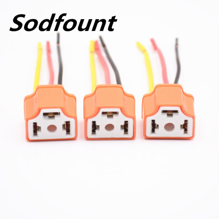【YIYANGMAOYI111】1pcs High temperature H4 ceramic 3pin socket car lamp holder bulb flasher with line