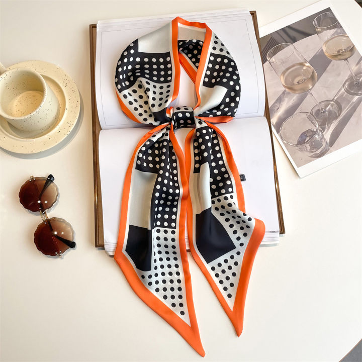 Star-like%20Silk%20Scarf%20Small%20Long%20Women's%20High-Grade%20Sense%20Spring,%20Autumn%20and%20Winter%20Dots%20and%20Stripes%20Thin%20All-Matching%20Bevel%20Beige%20Scarf%20-%20Image%206