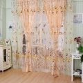 Floral Tulle Voile Door Window Curtain Drape Panel Sheer Scarf Valances Divider Sheer Window Curtains Living Room Decor. 