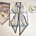 Star-like Silk Scarf Small Long Women's High-Grade Sense Spring, Autumn and Winter Dots and Stripes Thin All-Matching Bevel Beige Scarf. 