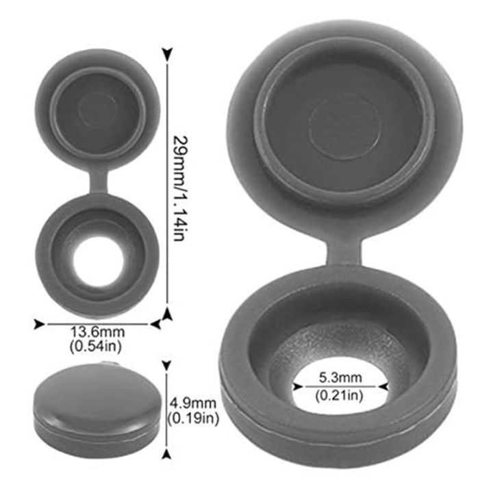 200%20Pcs%20Screw%20Cap%20Plastic%20Hinged%20Screw%20Head%20Covers%20Screw%20Cover%20Caps%20Snap-on%20Replacement%20Screw%20Decorative%20Covers%20(Grey)%20-%20Image%208