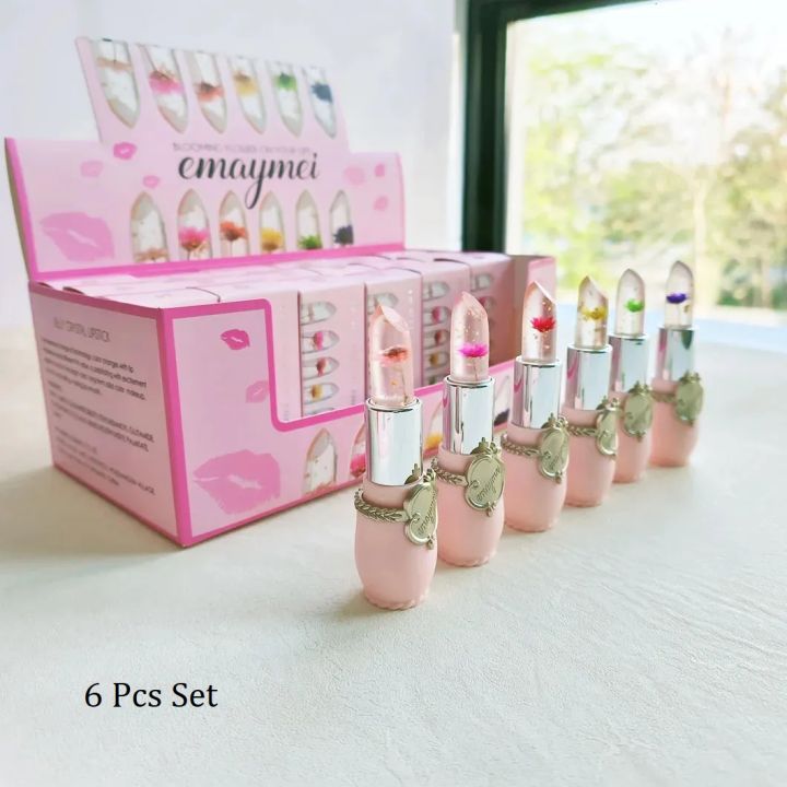Color-changing Flower Jelly Lipstick - 6Pcs