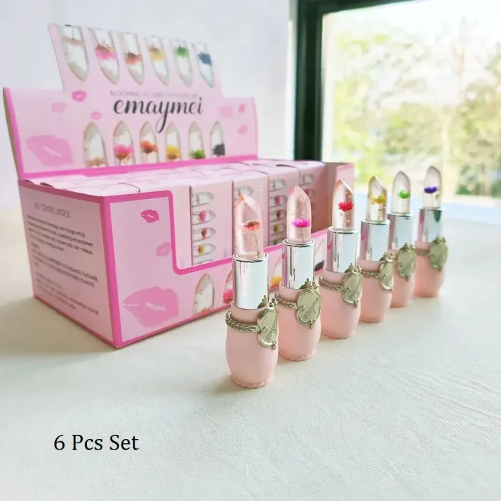 Color-changing Flower Jelly Lipstick - 6Pcs
