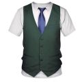Funny Fake Suit 3D T shirt Tuxedo Bow Tie 3D Printed T shirts Men Summer Fashion Short Sleeve Streetwear Fake Suit Vest Tshirt.