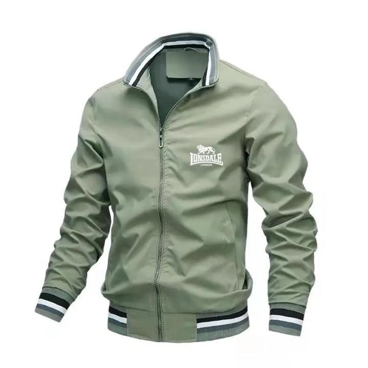 Lonsdale - Men's slim fit standing neck baseball jacket, Happy logo, casual, latest spring fashion, high quality, 2024