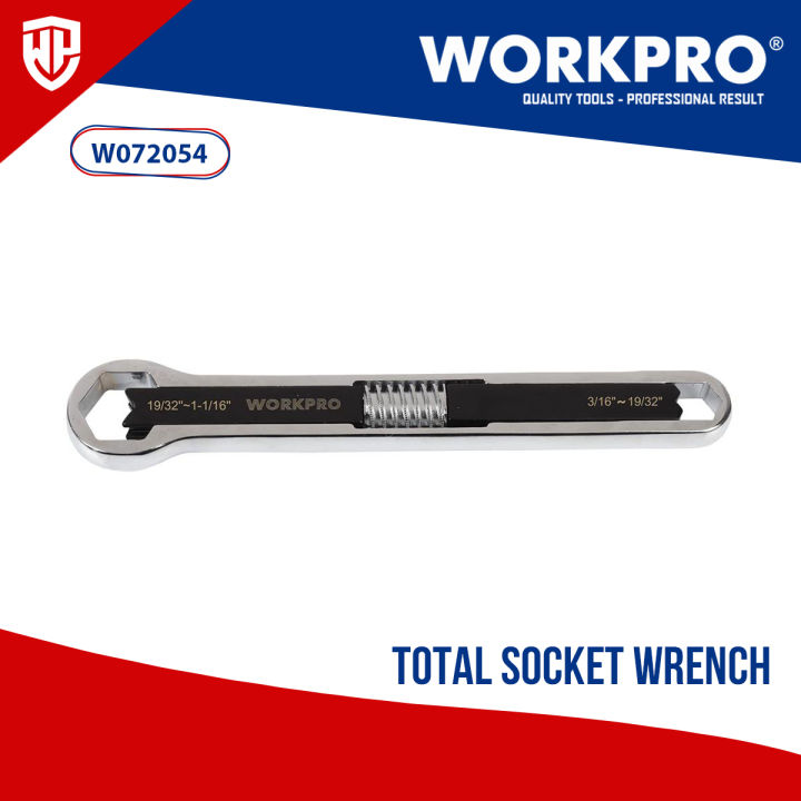 Workpro Total Socket Wrench 19/32 in. - 1-1/16 in. / 3/16 in. - 19/32 in. Drop Forged Chrome Vanadium Steel Total Socket