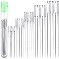 JAERBEE 25 Large Eye Stitching Needles - 5 Sizes Big Eye Hand Sewing Needles in Clear Storage Tube for Stitching, and Crafting.