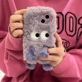 Korean Funny Fur Fluffy Monster Phone Case For iPhone 15 14 13 12 11 Pro MAX Cute Girl Winter Warm Back Cover Soft Plush Coque.