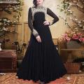 Black Semi-Stitched Georgette Gown For Women. 