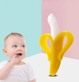 Baby Toothbrush and Banana Teether,Soothing Pain Relief Soft Baby Teething Toy,Silicone Training Finger Toothbrush for Babies,Toddlers,Infants,Natural Organic BPA Free. 