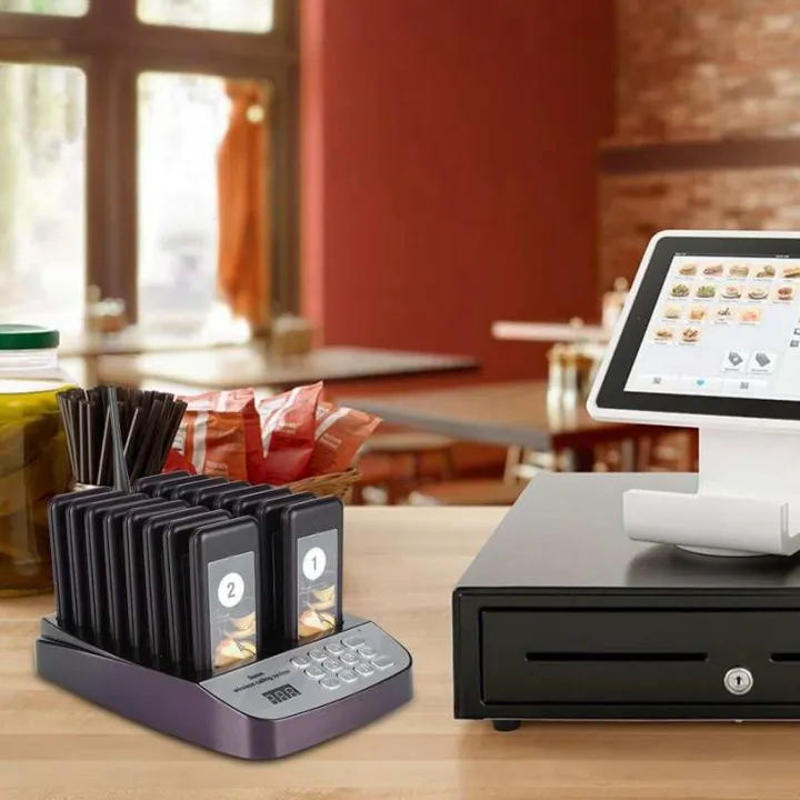 Wireless%20Pager%20System%20Restaurant%20Guest%20Paging%20999%20Channels%20with%20Calling%20Keyboard%20Charging%20Station%2016%20Slots%20Rechargeable%20-%20Image%204