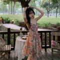 Sleeveless Dress Women Floral A-line Elegant French Style Summer Dresses. 
