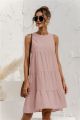 Cotton O-Neck Sleeveless Solid Midi Dress Stitching Large Swing Casual Loose Sundress Vestidos 2022 Summer Women Vest Dress.