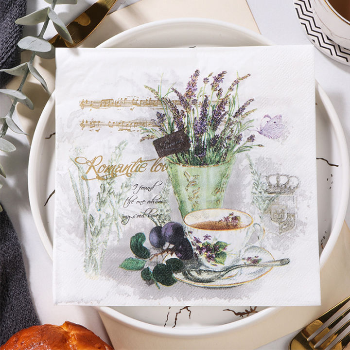 Sweet Journal 10PCS Decoupage Napkins Elegant Tissue for Scrapbooking Birthday Wedding Party Home Decor