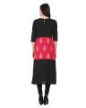 Black and Magenta Block Printed Cotton Casual Kurti for Women (Tailor Made).