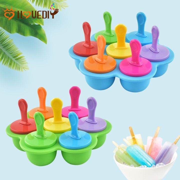 Reusable Food Grade Silicone Popsicle Molds Mini Ice Cream Molds DIY Baby Food Supplement Ice Cream Lolly Mold With 7 Colorful Sticks