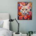 Cat in Flower Animal Pattern Cross Stitch Kit Aida 14CT 16CT 11CT White Counted Printed Fabric Embroidery DIY Home Decor Crafts Vnce Lncei. 