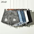 Hole Irregular Large Size Denim Shorts Female Jeans Women High Waisted Short New Femme Push Up Skinny Slim Denim Shorts 4XL. 